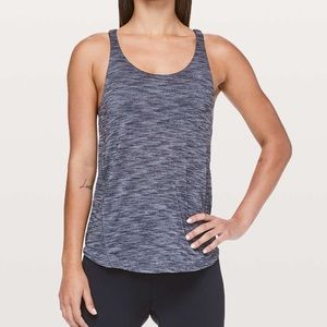 Lululemon Moment To Movement 2-In-1 Built In Bra Heathered Black/Black Tank Sz 4